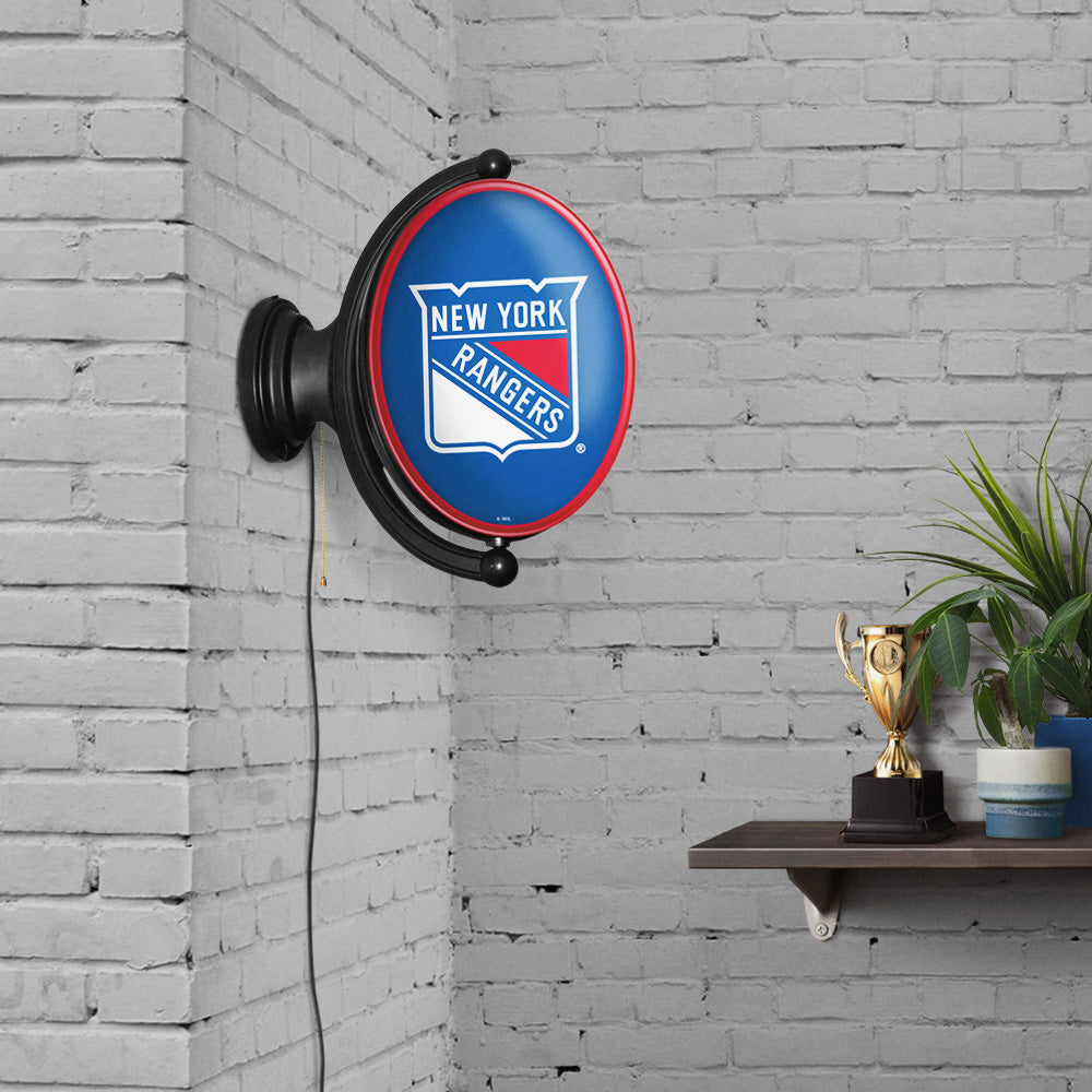 New York Rangers Oval Rotating Wall Sign Room View