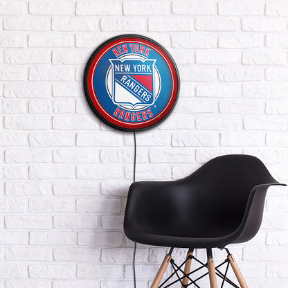 New York Rangers Slimline Round Lighted Wall Sign Room View