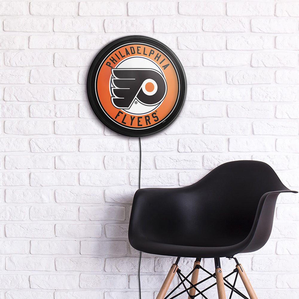 Philadelphia Flyers Slimline Round Lighted Wall Sign Room View