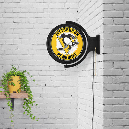 Pittsburgh Penguins Round Rotating Wall Sign Room View