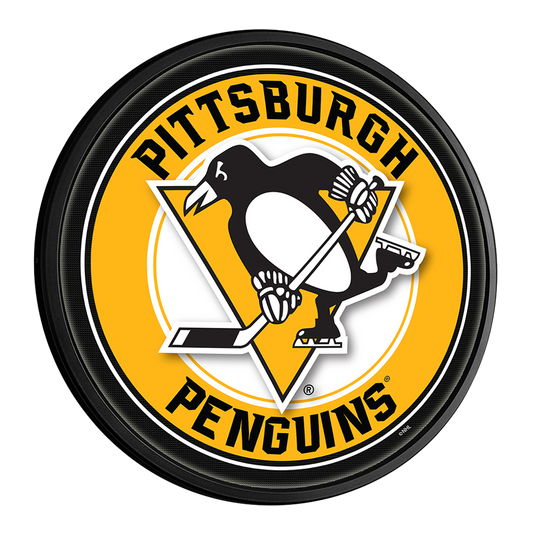 Pittsburgh Penguins Slimline Round Lighted Wall Sign
