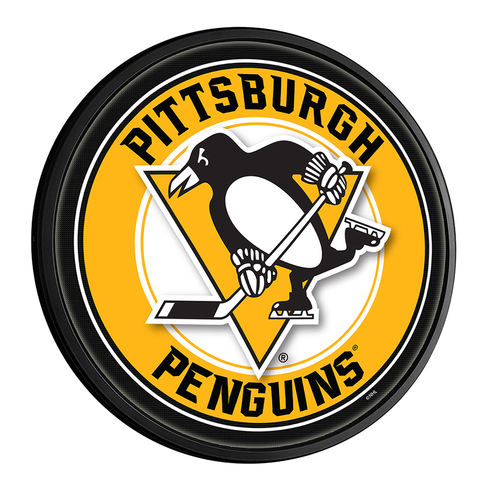 Pittsburgh Penguins Slimline Round Lighted Wall Sign