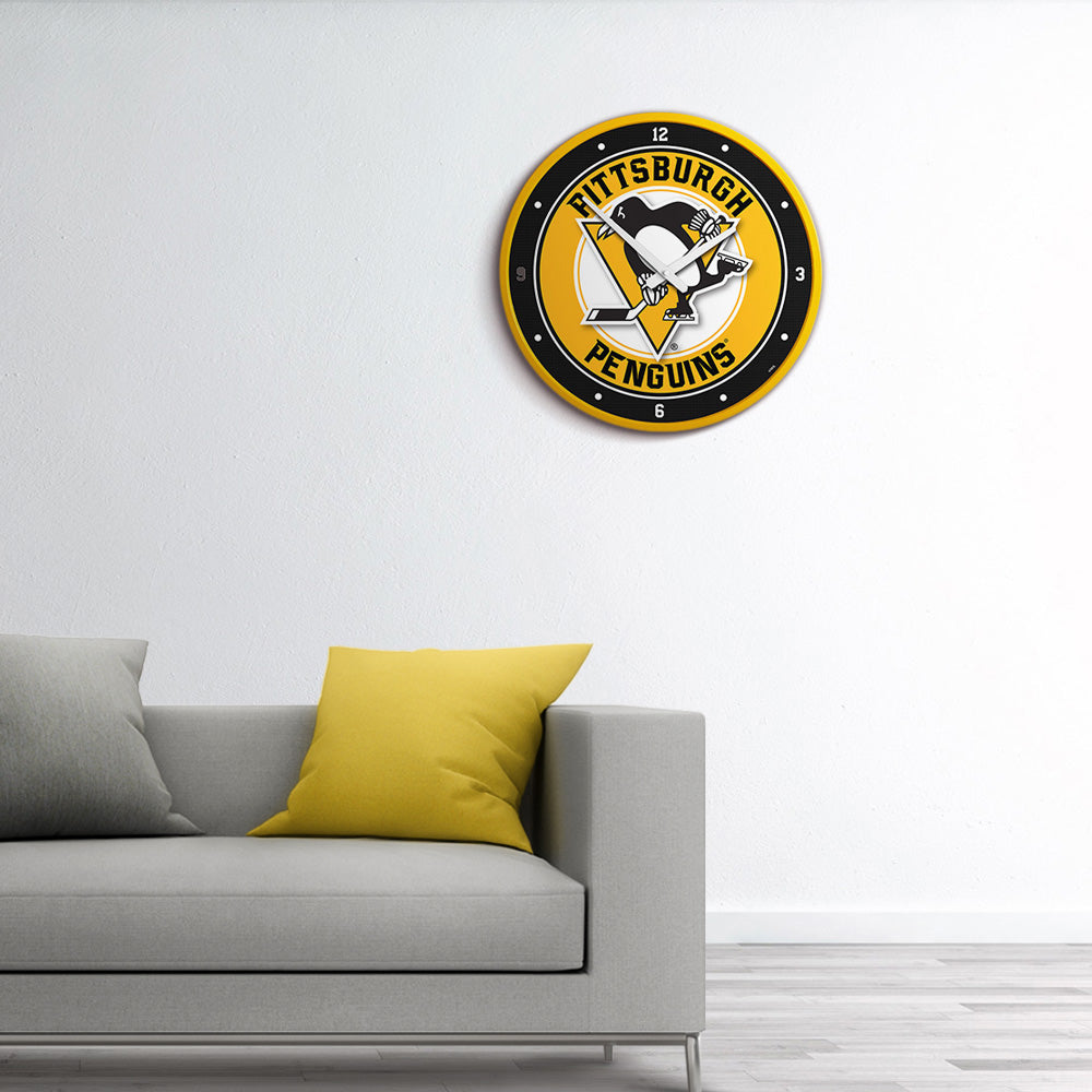 Pittsburgh Penguins Round Wall Clock Room View