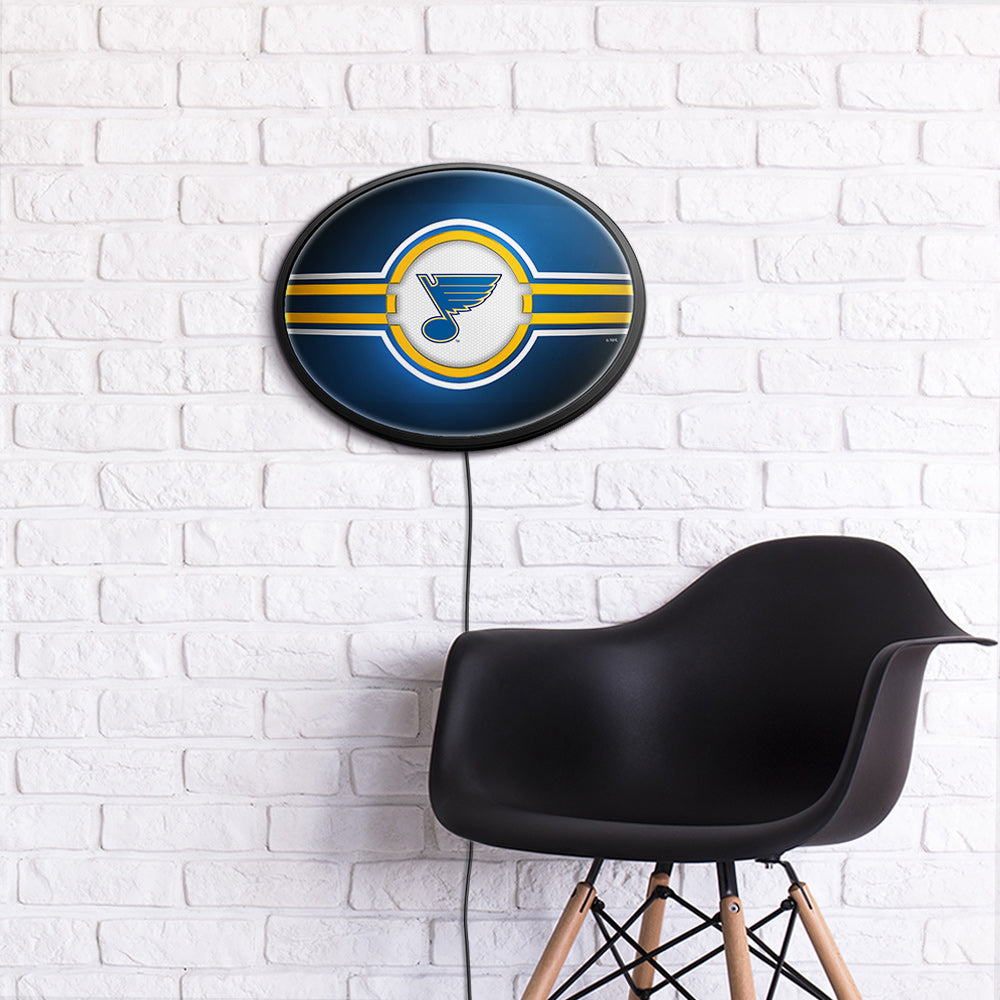 St. Louis Blues Slimline Oval Lighted Wall Sign Room View