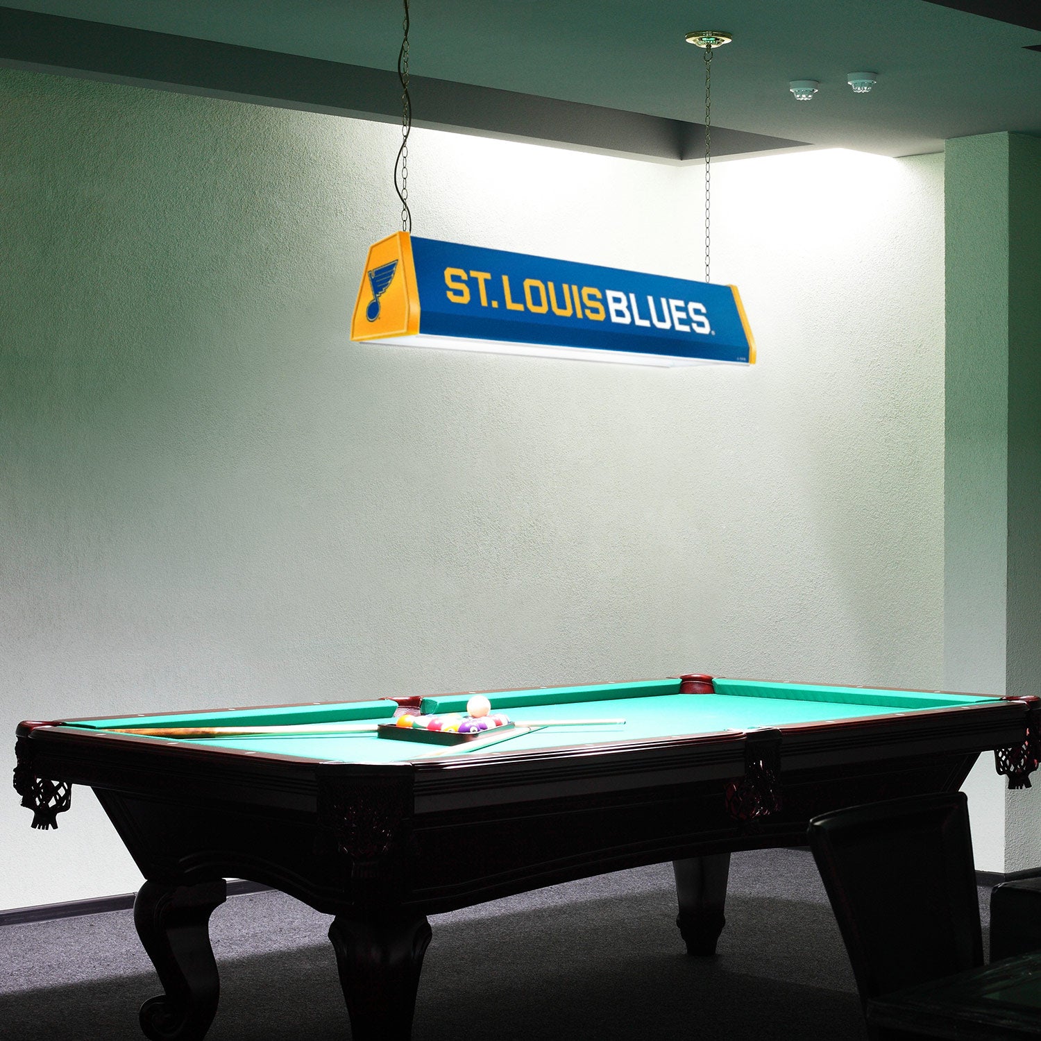 St. Louis Blues Standard Pool Table Light Room View