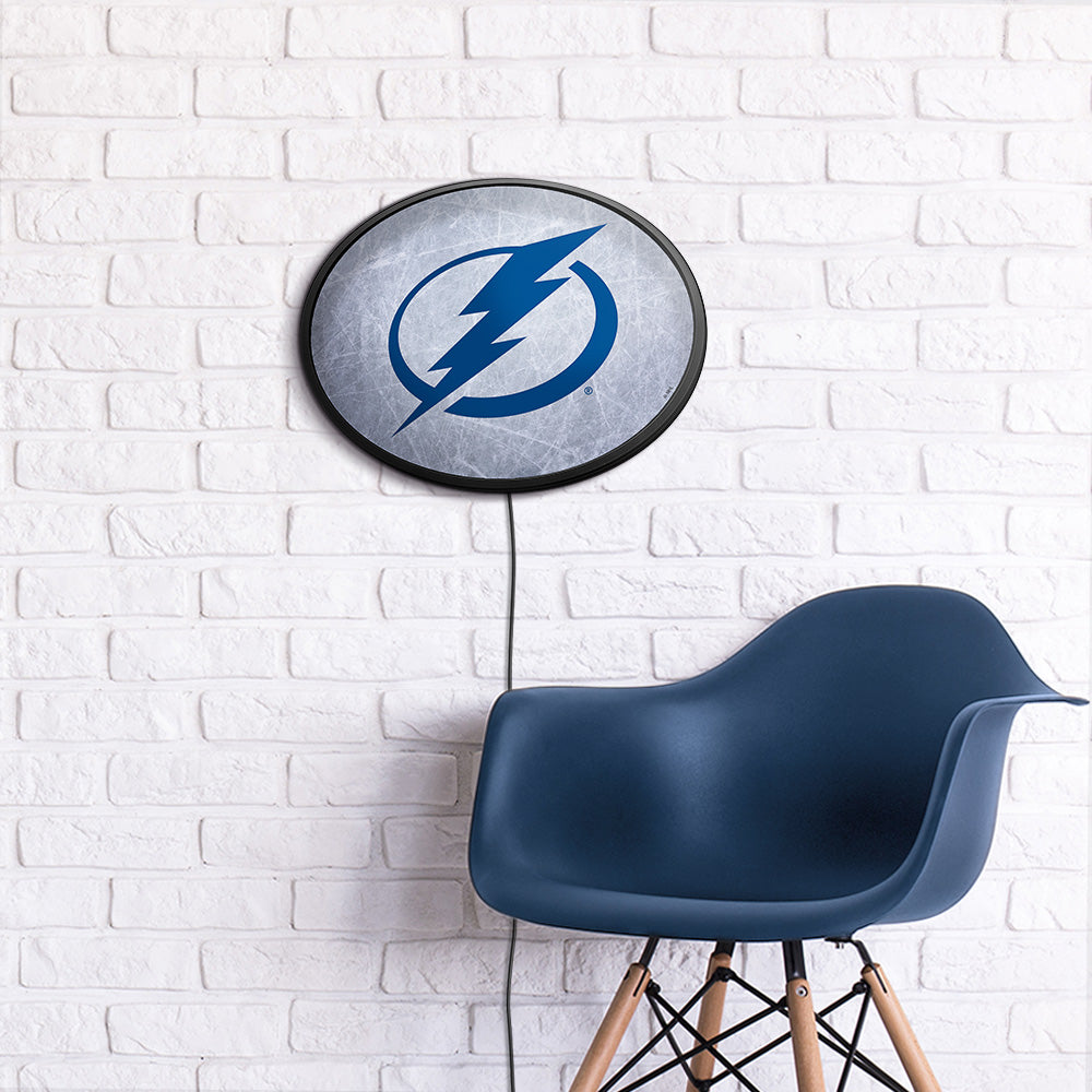 Tampa Bay Lightning Ice Rink Slimline Oval Lighted Wall Sign Room View