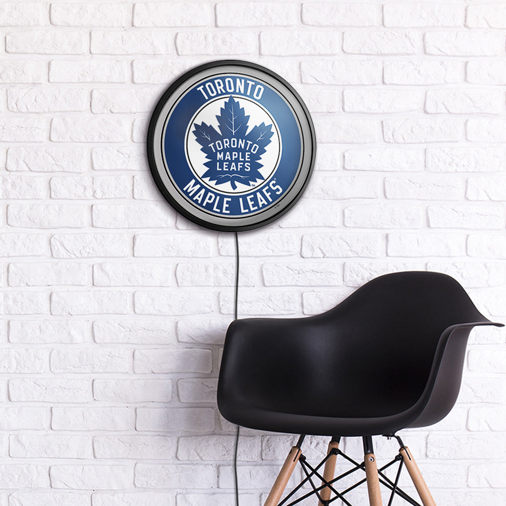 Toronto Maple Leafs Slimline Round Lighted Wall Sign Room View