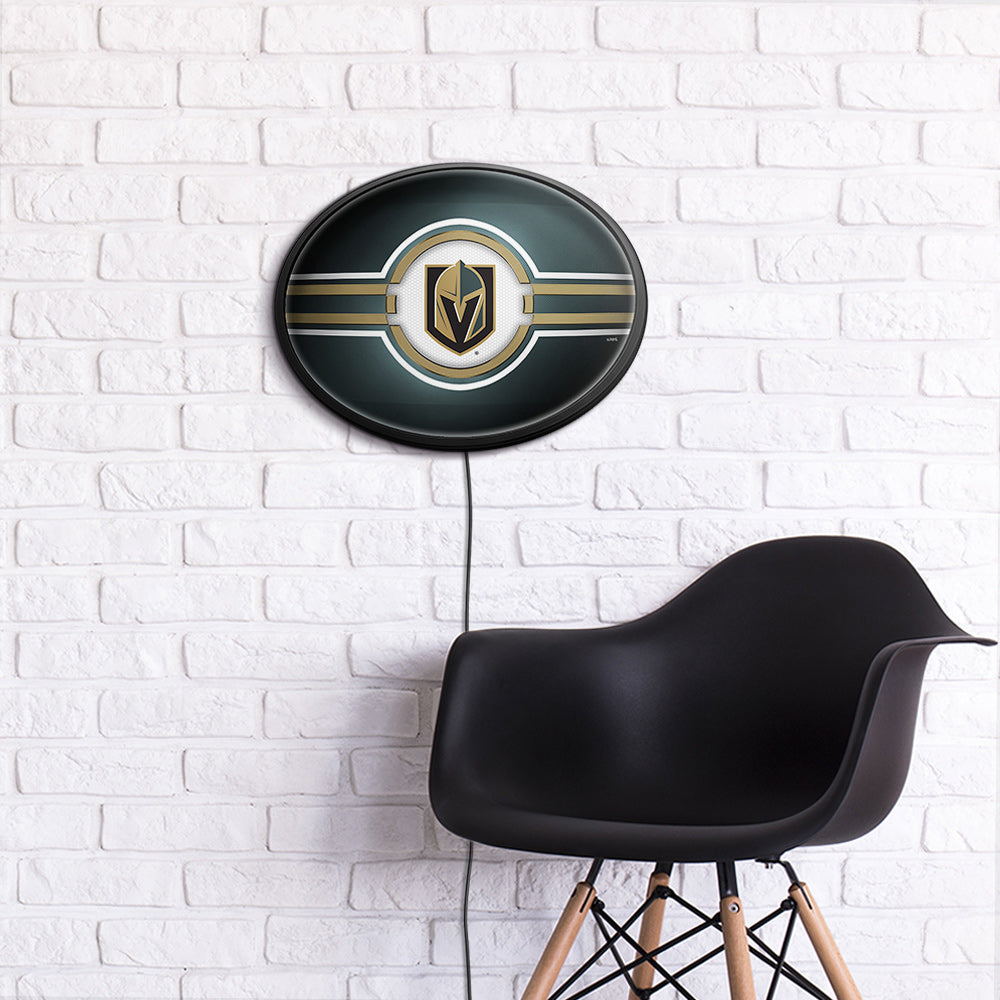 Vegas Golden Knights Slimline Oval Lighted Wall Sign Room View