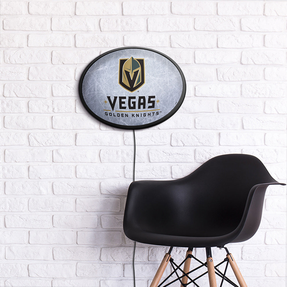 Vegas Golden Knights Ice Rink Slimline Oval Lighted Wall Sign Room View
