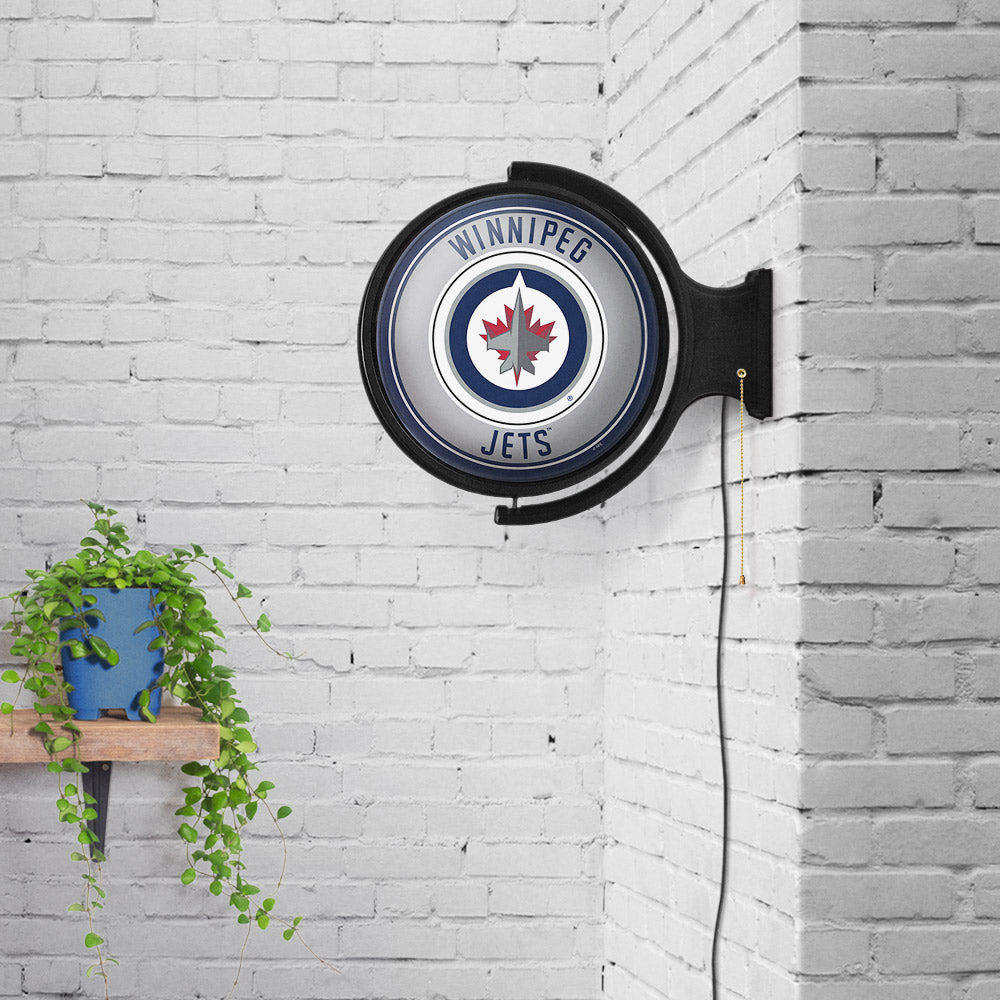 Winnipeg Jets Round Rotating Wall Sign Room View