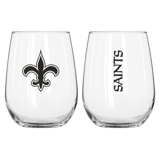 New Orleans Saints Stemless Wine Glass