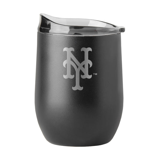 New York Mets black etch curved drink tumbler