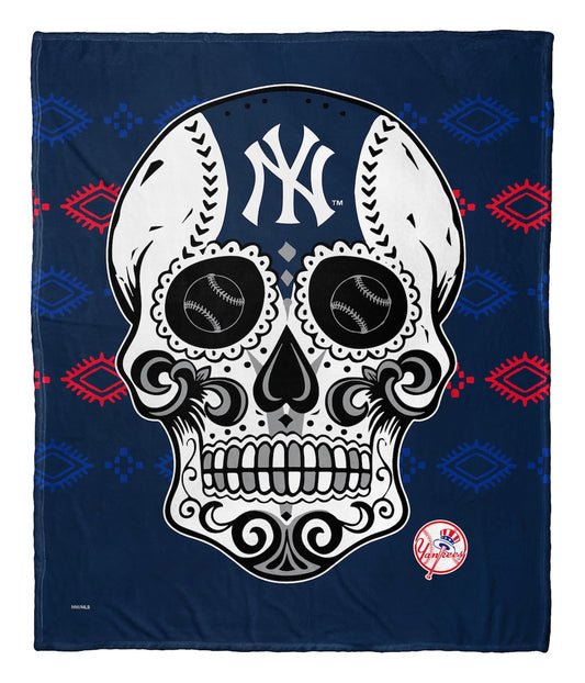 New York Yankees CANDY SKULL silk touch throw blanket