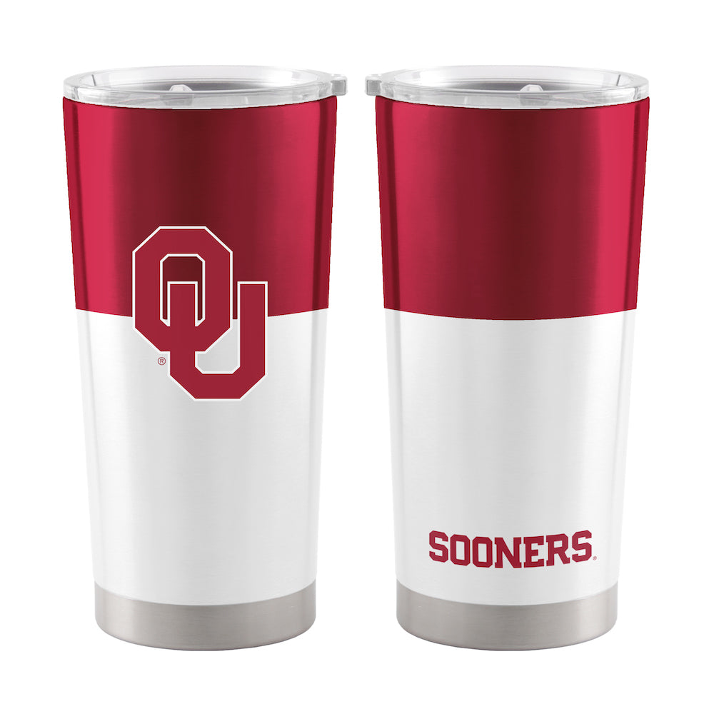 Oklahoma Sooners 20 oz color block travel tumbler