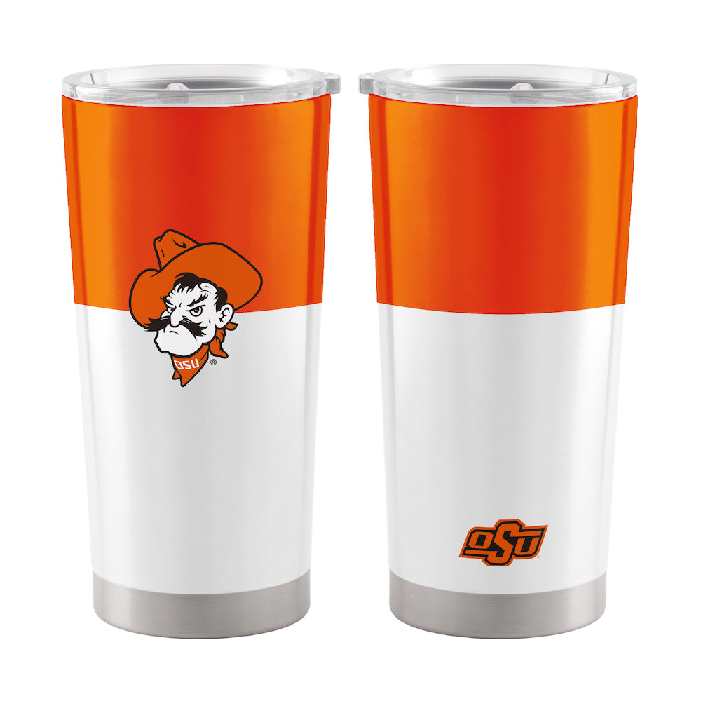 Oklahoma State Cowboys 20 oz color block travel tumbler