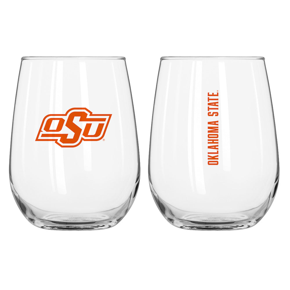Oklahoma State Cowboys Stemless Wine Glass