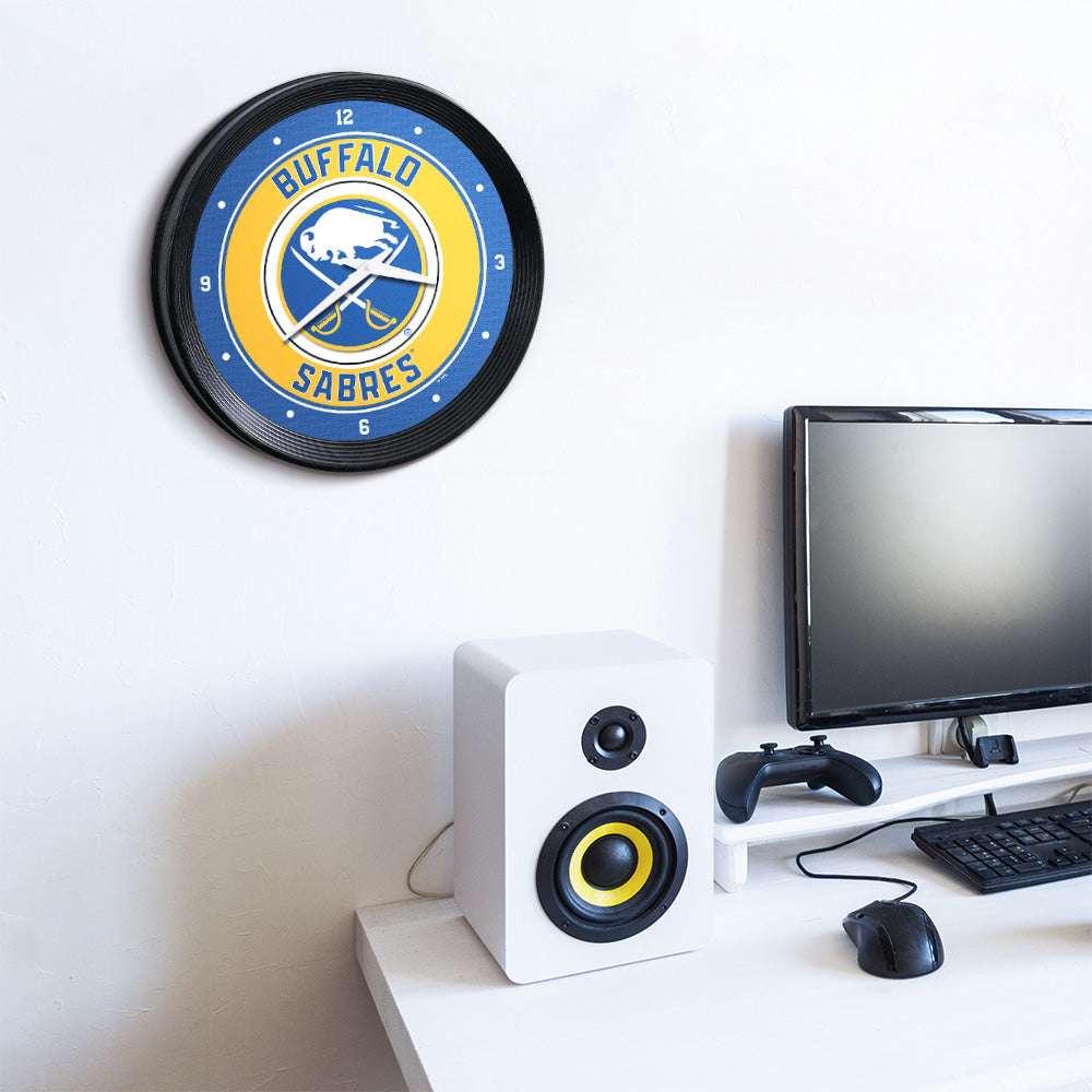 Buffalo Sabres Ribbed Wall Clock Room View