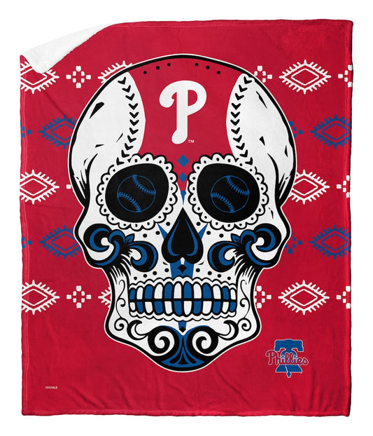 Philadelphia Phillies CANDY SKULL Sherpa Blanket