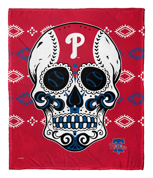 Philadelphia Phillies CANDY SKULL silk touch throw blanket