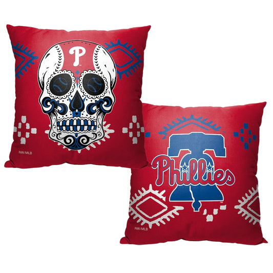 Philadelphia Phillies CANDY SKULL throw pillow
