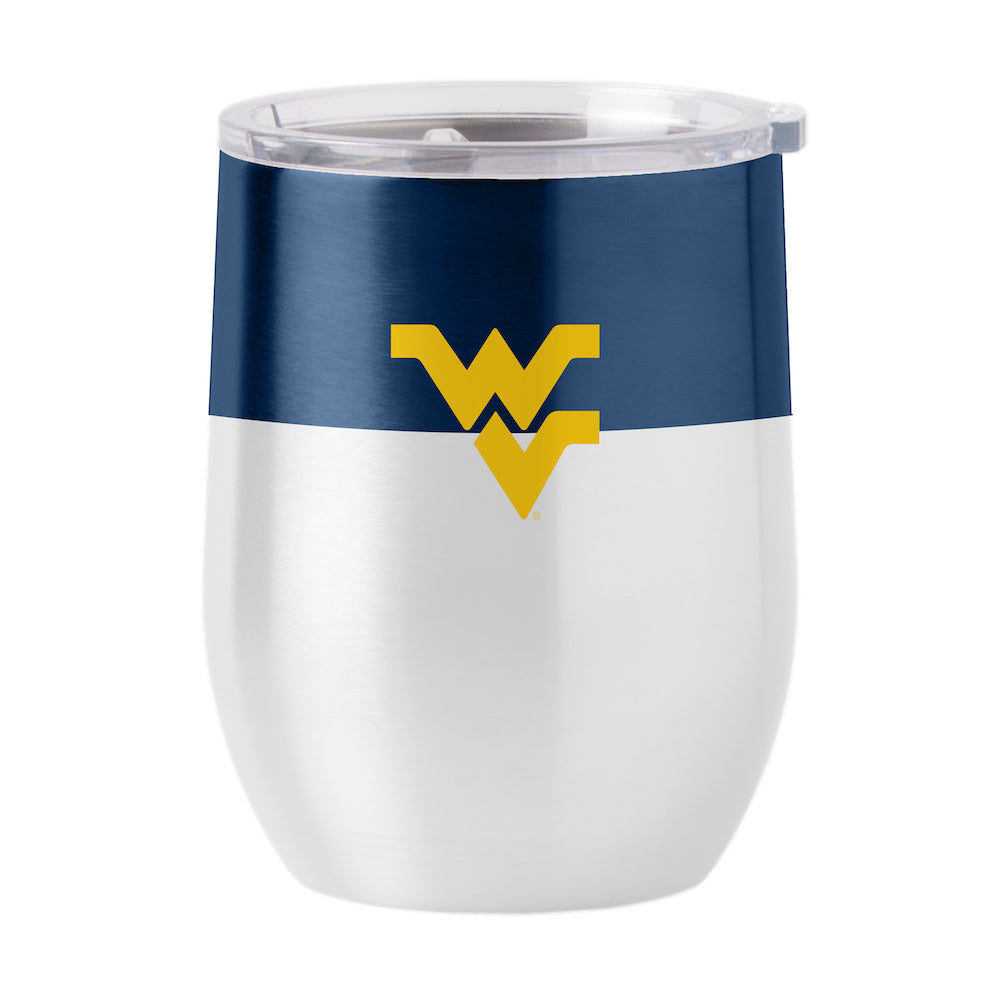 West Virginia Mountaineers color block curved drink tumbler