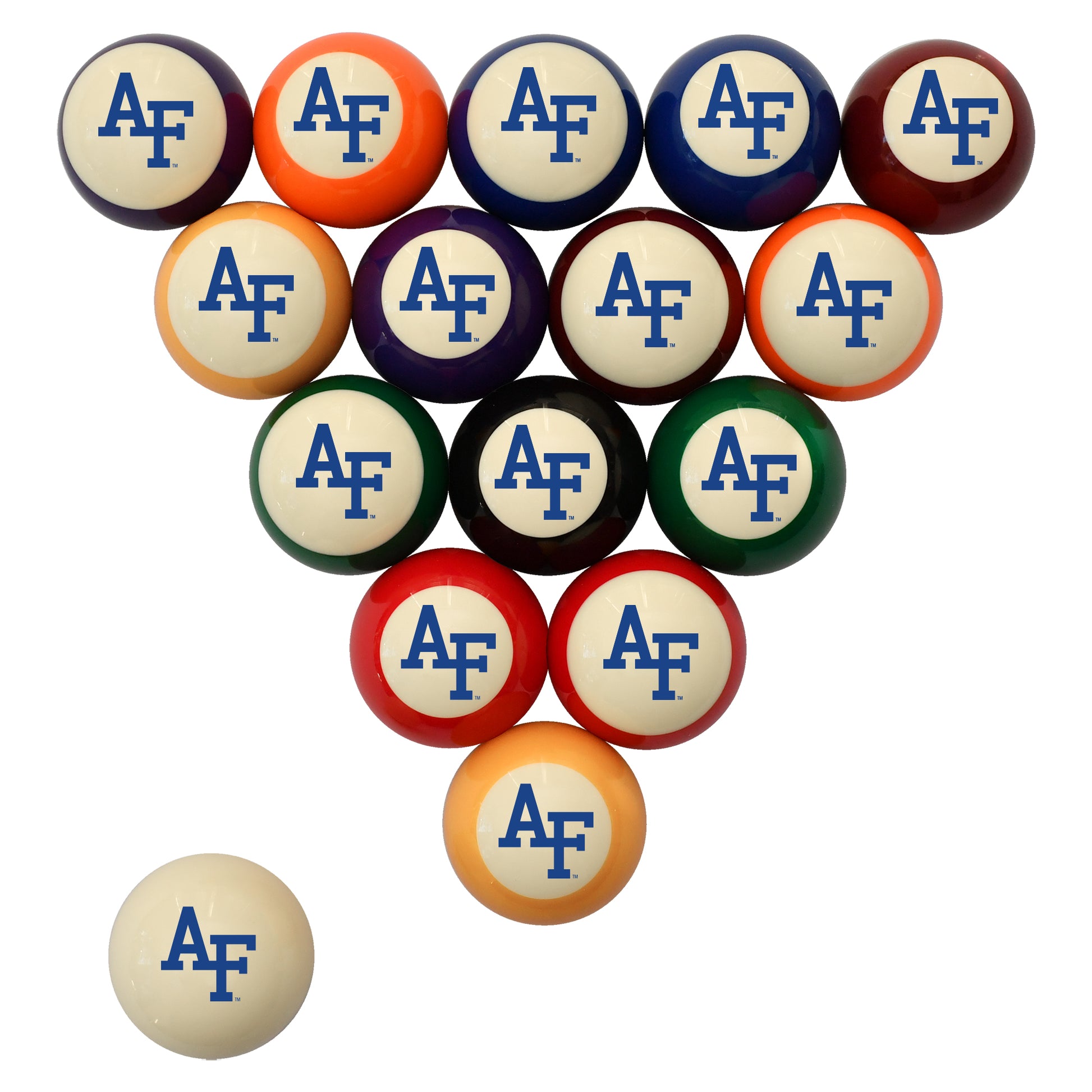 Buy Official Air-Force-Falcons Regulation Billiard Ball Set - Premium College Pool Table Balls Front View