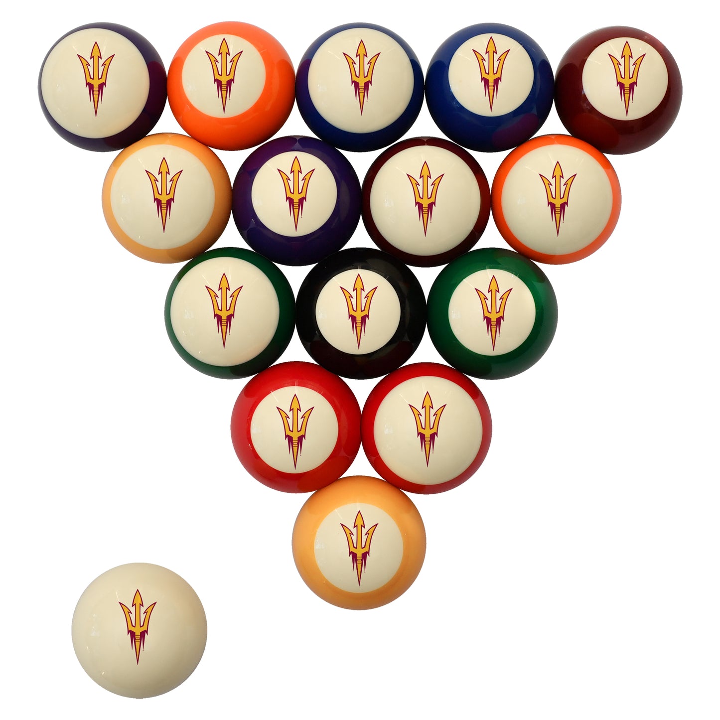 Buy Official Arizona-State-Sun-Devils Regulation Billiard Ball Set - Premium College Pool Table Balls Front View