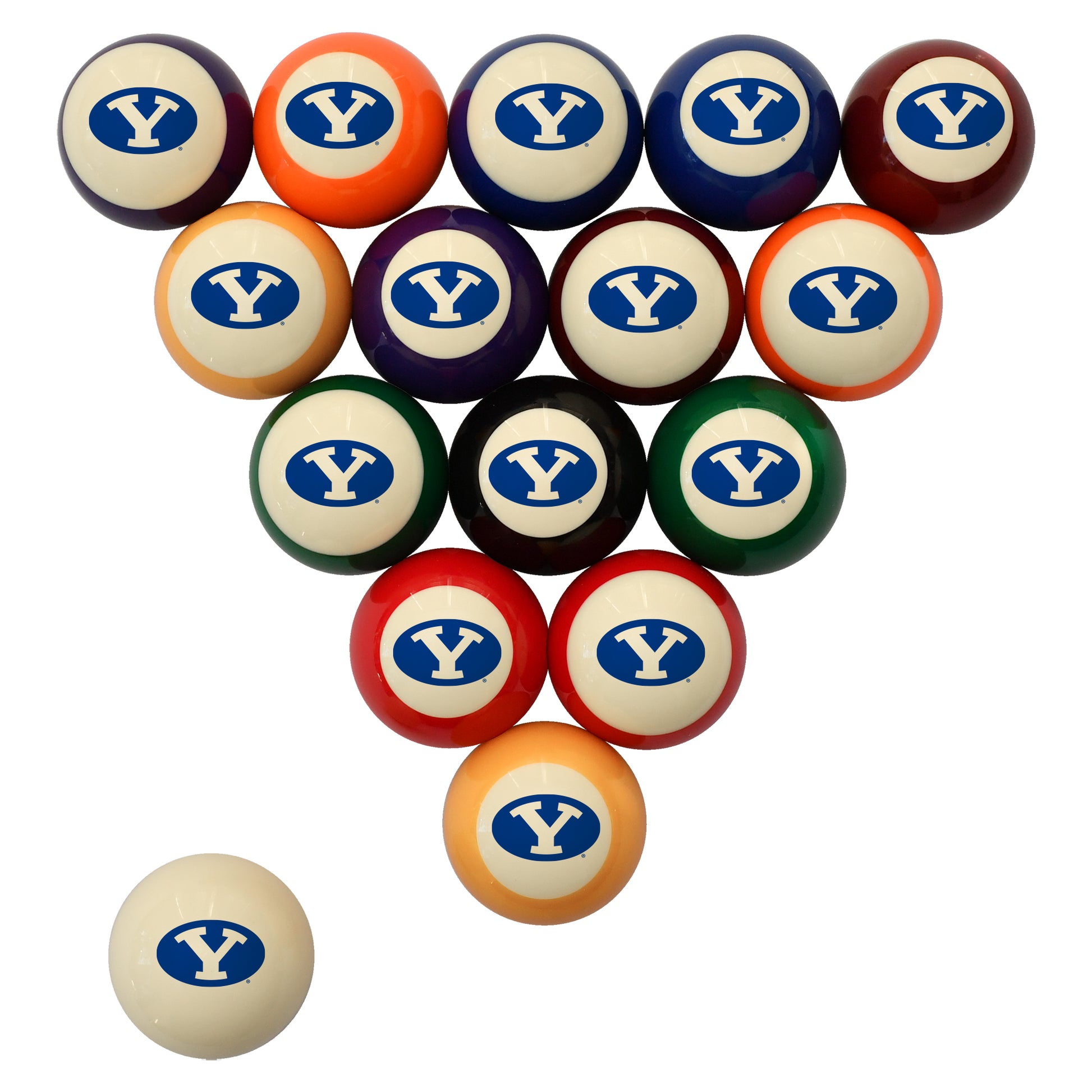 Buy Official Byu-Cougars Regulation Billiard Ball Set - Premium College Pool Table Balls Front View