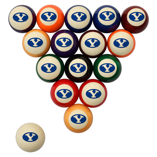 Buy Official Byu-Cougars Regulation Billiard Ball Set - Premium College Pool Table Balls Front View