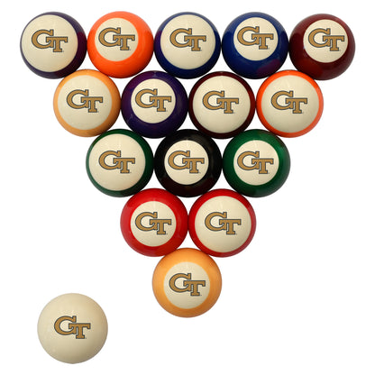 Buy Official Georgia-Tech-Yellow-Jackets Regulation Billiard Ball Set - Premium College Pool Table Balls Front View