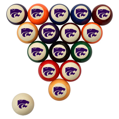 Buy Official Kansas-State-Wildcats Regulation Billiard Ball Set - Premium College Pool Table Balls Front View