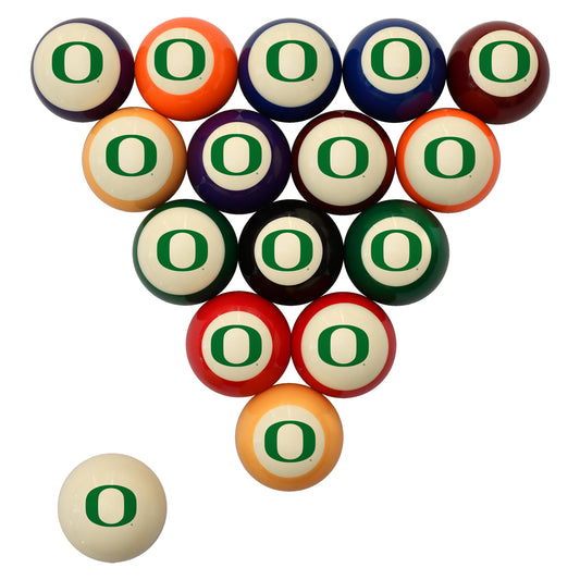 Buy Official Oregon-Ducks Regulation Billiard Ball Set - Premium College Pool Table Balls Front View