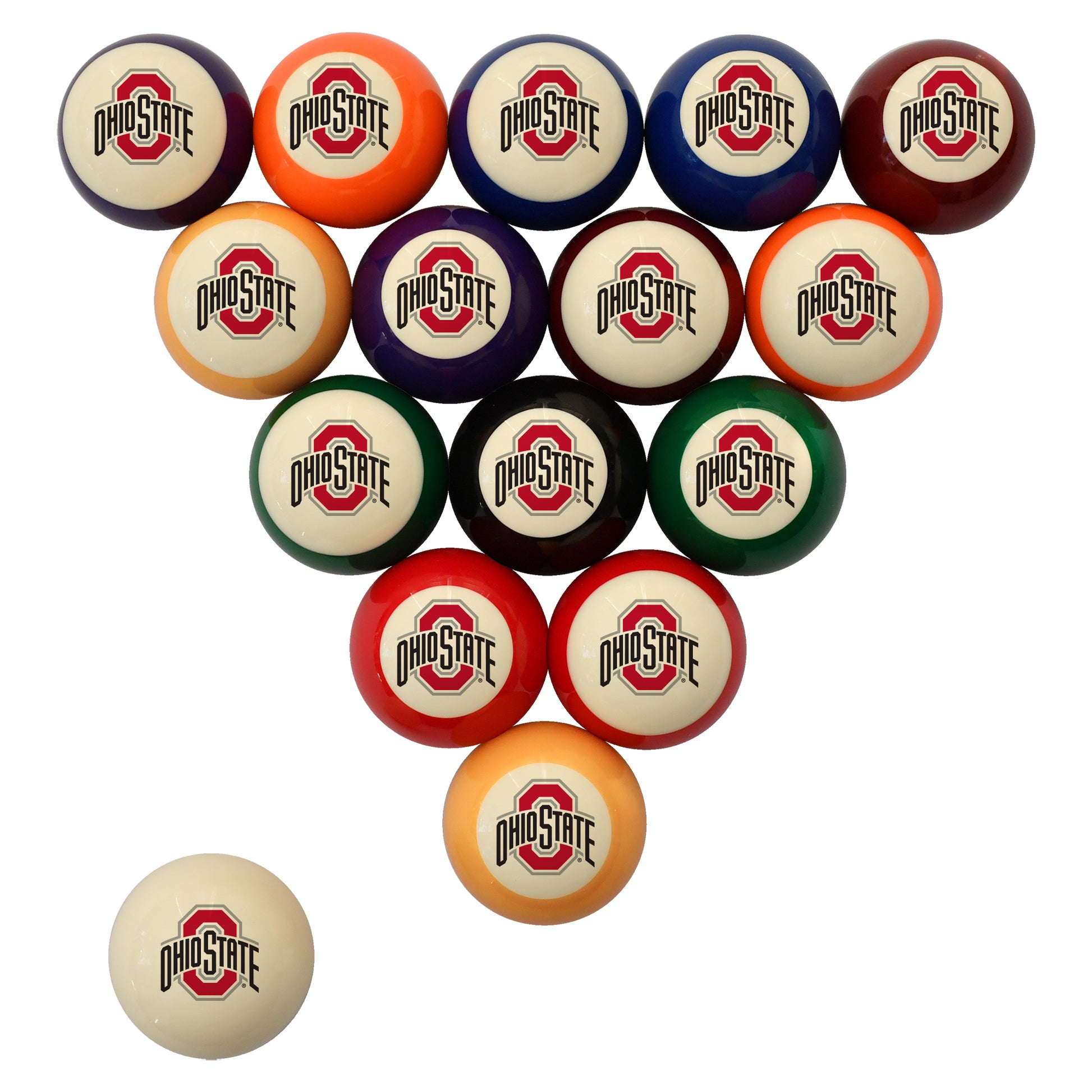 Buy Official Ohio-State-Buckeyes Regulation Billiard Ball Set - Premium College Pool Table Balls Front View