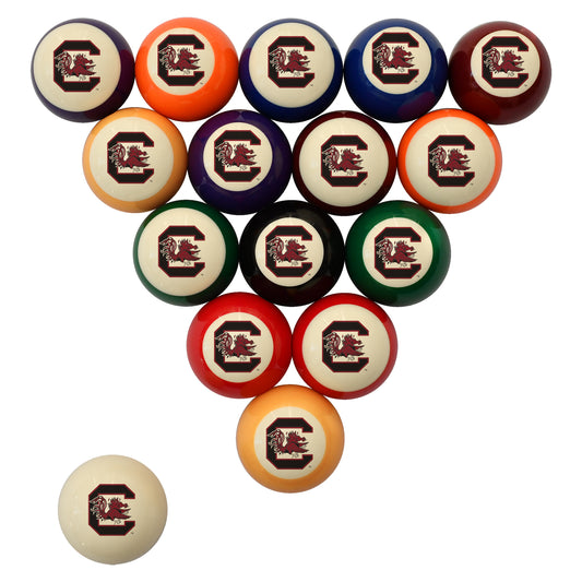 Buy Official South-Carolina-Gamecocks Regulation Billiard Ball Set - Premium College Pool Table Balls Front View