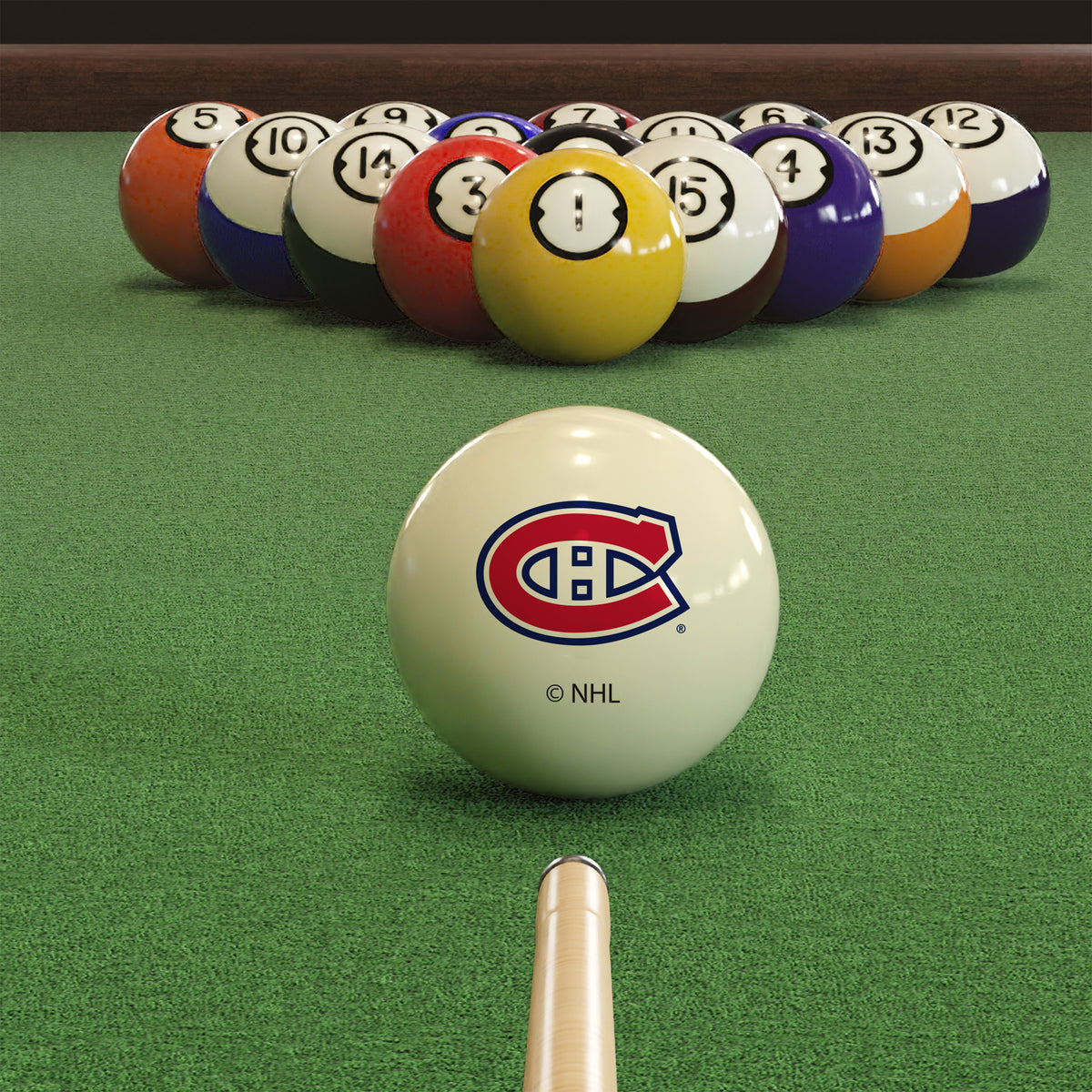 Montreal Canadiens NHL pool table cue ball - lifestyle photo