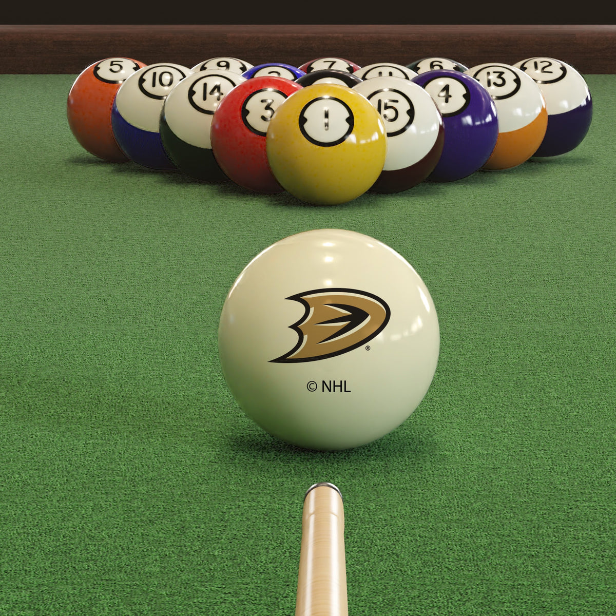 Anaheim Ducks NHL pool table cue ball - lifestyle photo