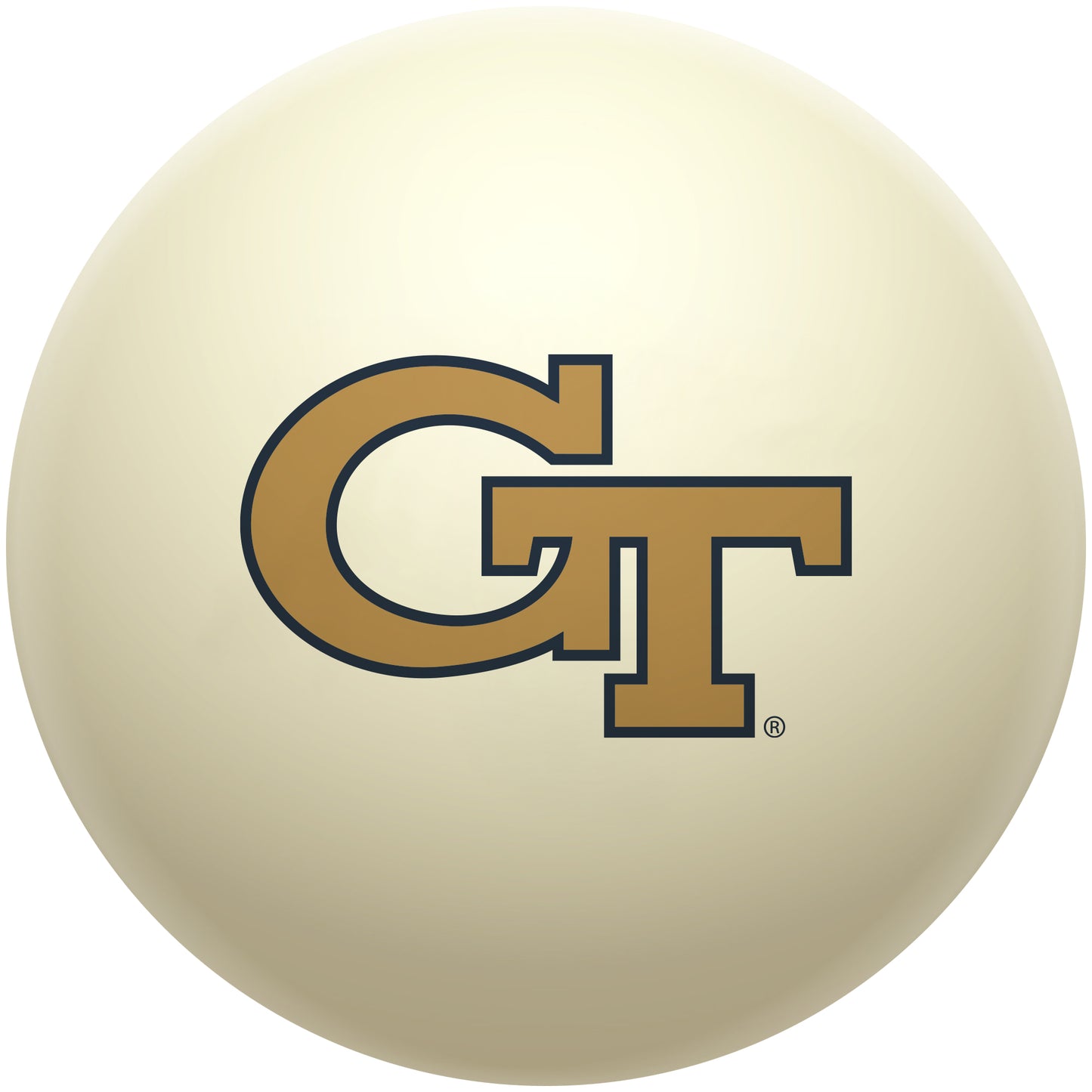 Buy Official Georgia-Tech-Yellow-Jackets-Pool-Cue-Ball Regulation Pool Table Cue Ball   Premium College Billiard Replacement Ball Front View