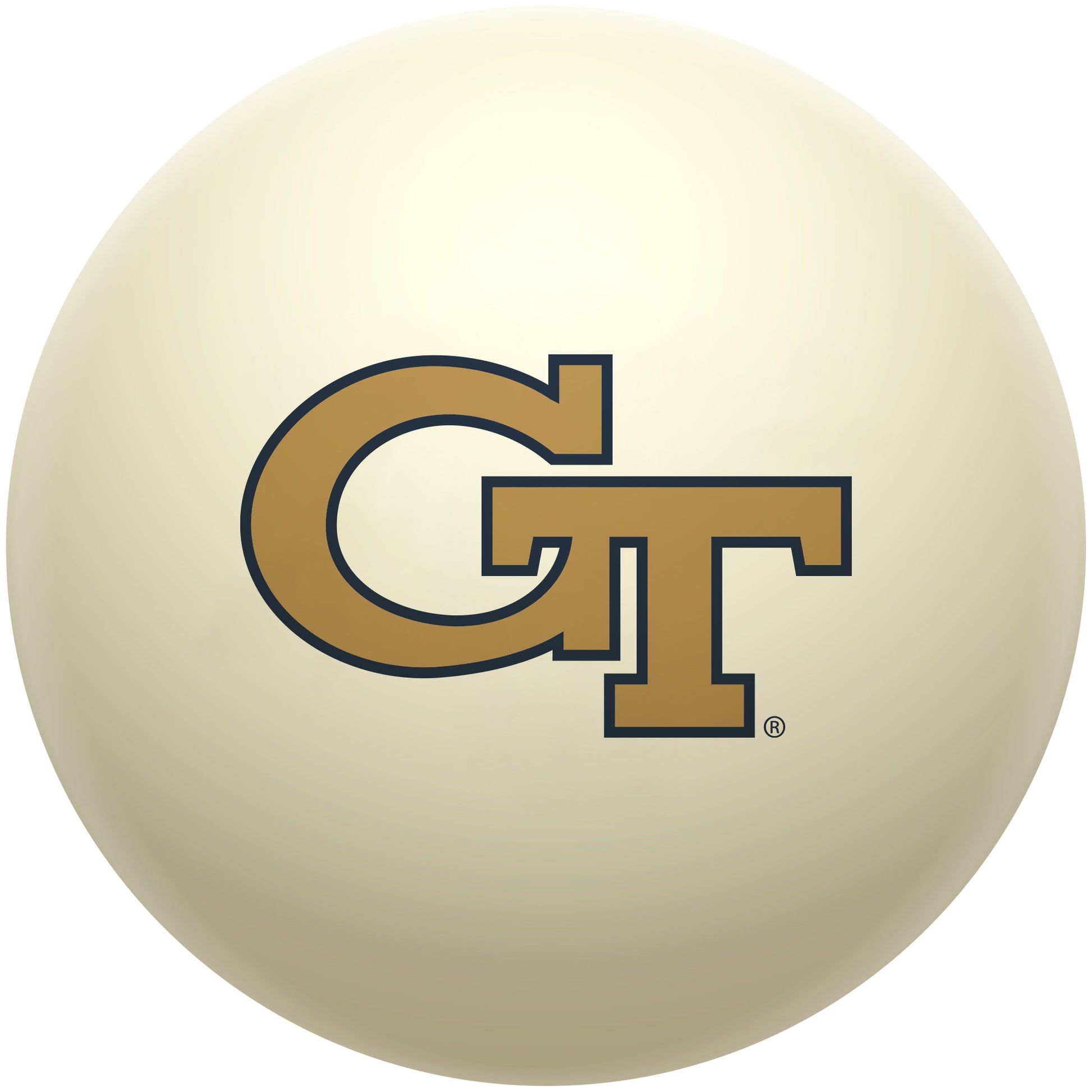 Buy Official Georgia-Tech-Yellow-Jackets-Pool-Cue-Ball Regulation Pool Table Cue Ball   Premium College Billiard Replacement Ball Front View