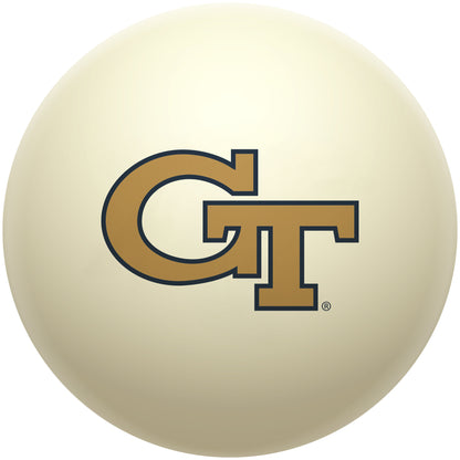 Buy Official Georgia-Tech-Yellow-Jackets-Pool-Cue-Ball Regulation Pool Table Cue Ball   Premium College Billiard Replacement Ball Front View