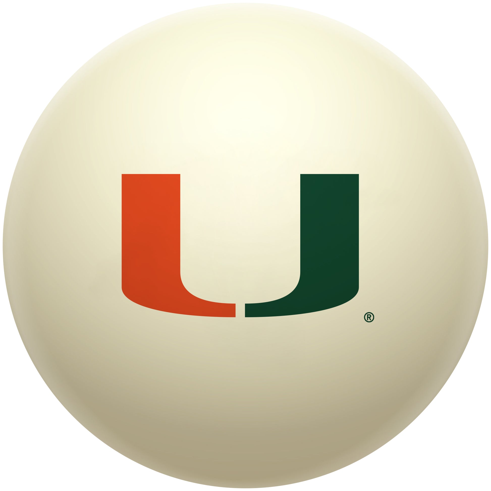 Buy Official Miami-Hurricanes-Pool-Cue-Ball Regulation Pool Table Cue Ball   Premium College Billiard Replacement Ball Front View