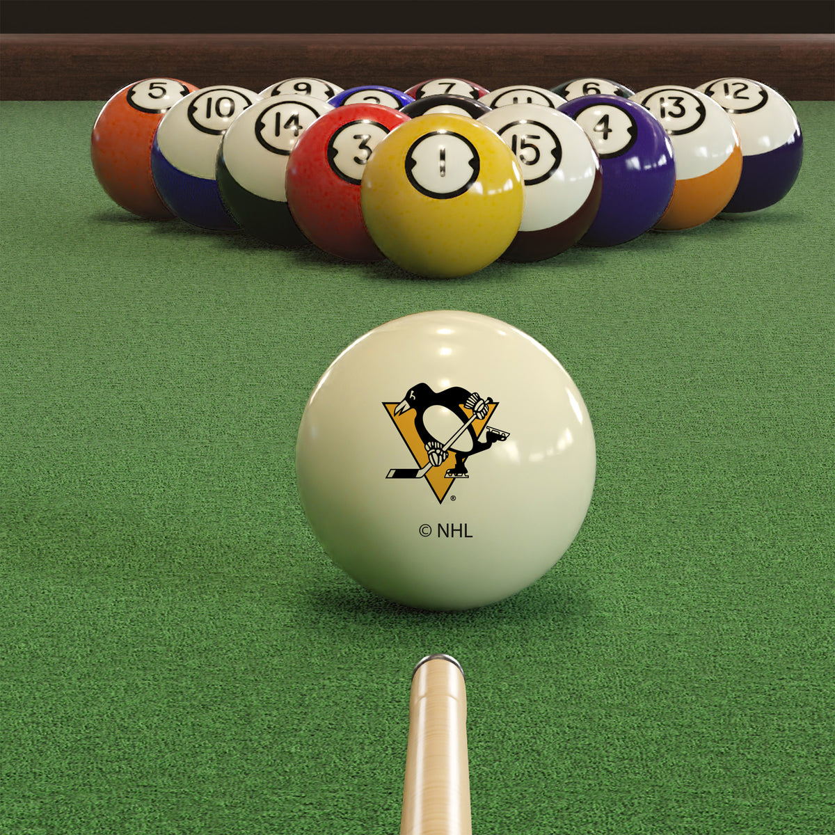 Pittsburgh Penguins NHL pool table cue ball - lifestyle photo