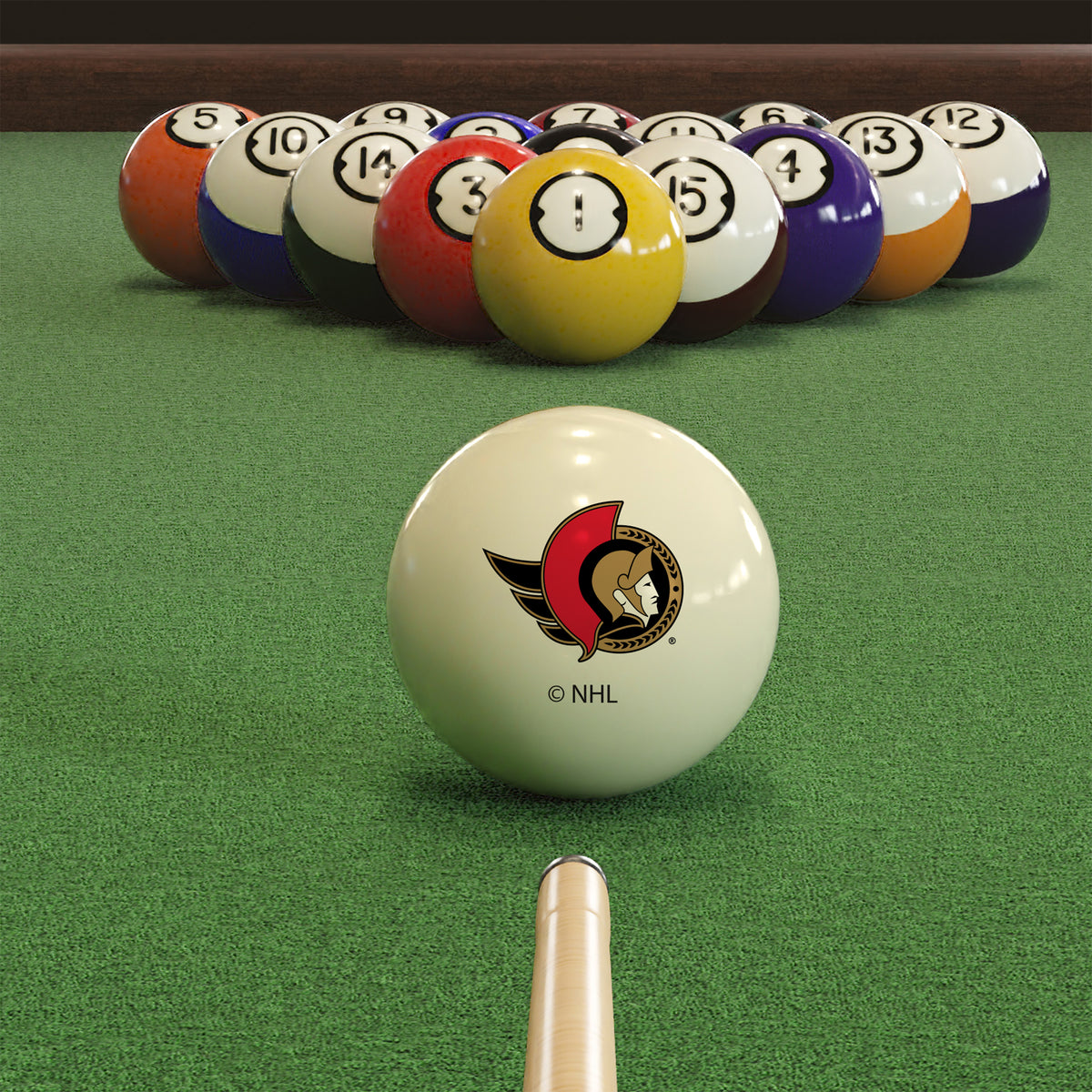 Ottawa Senators NHL pool table cue ball - lifestyle photo