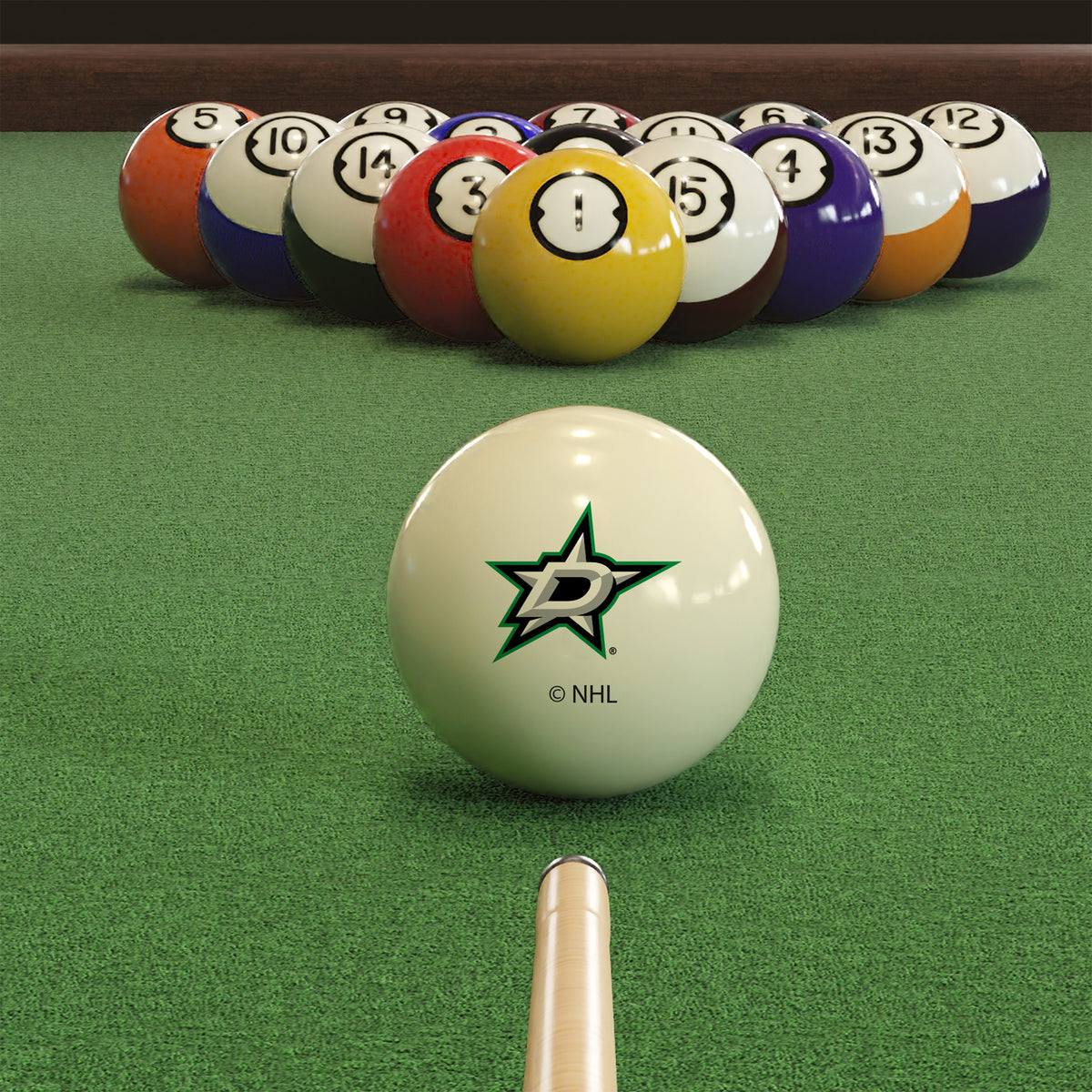 Dallas Stars NHL pool table cue ball - lifestyle photo