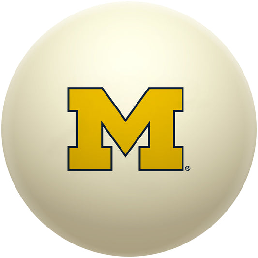 Buy Official Michigan-Wolverines-Pool-Cue-Ball Regulation Pool Table Cue Ball   Premium College Billiard Replacement Ball Front View