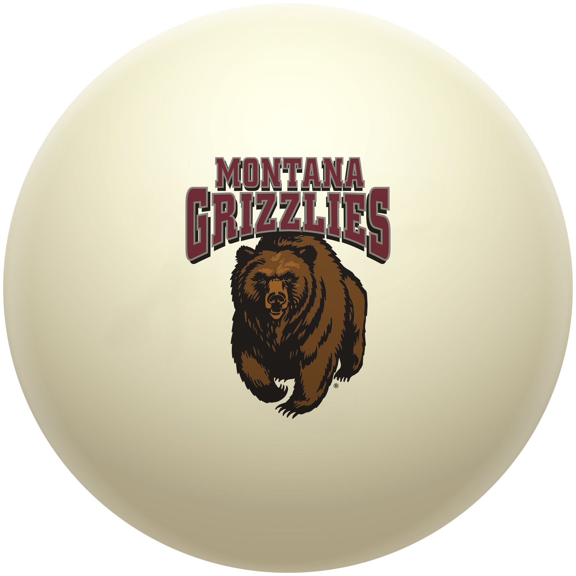 Buy Official Montana-Grizzlies-Pool-Cue-Ball Regulation Pool Table Cue Ball   Premium College Billiard Replacement Ball Front View