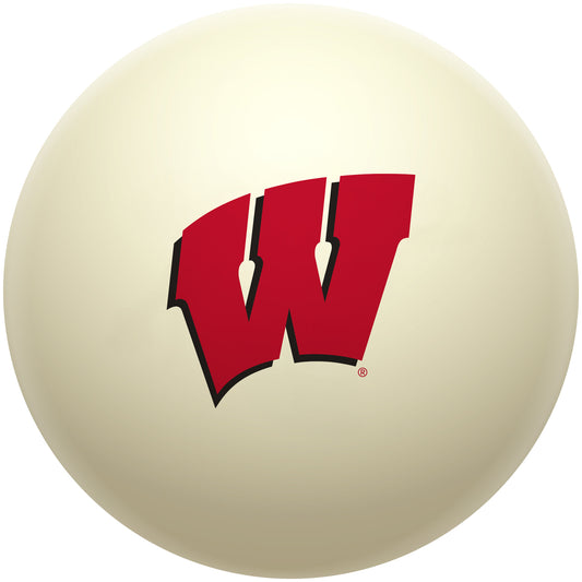 Buy Official Wisconsin-Badgers-Pool-Cue-Ball Regulation Pool Table Cue Ball   Premium College Billiard Replacement Ball Front View