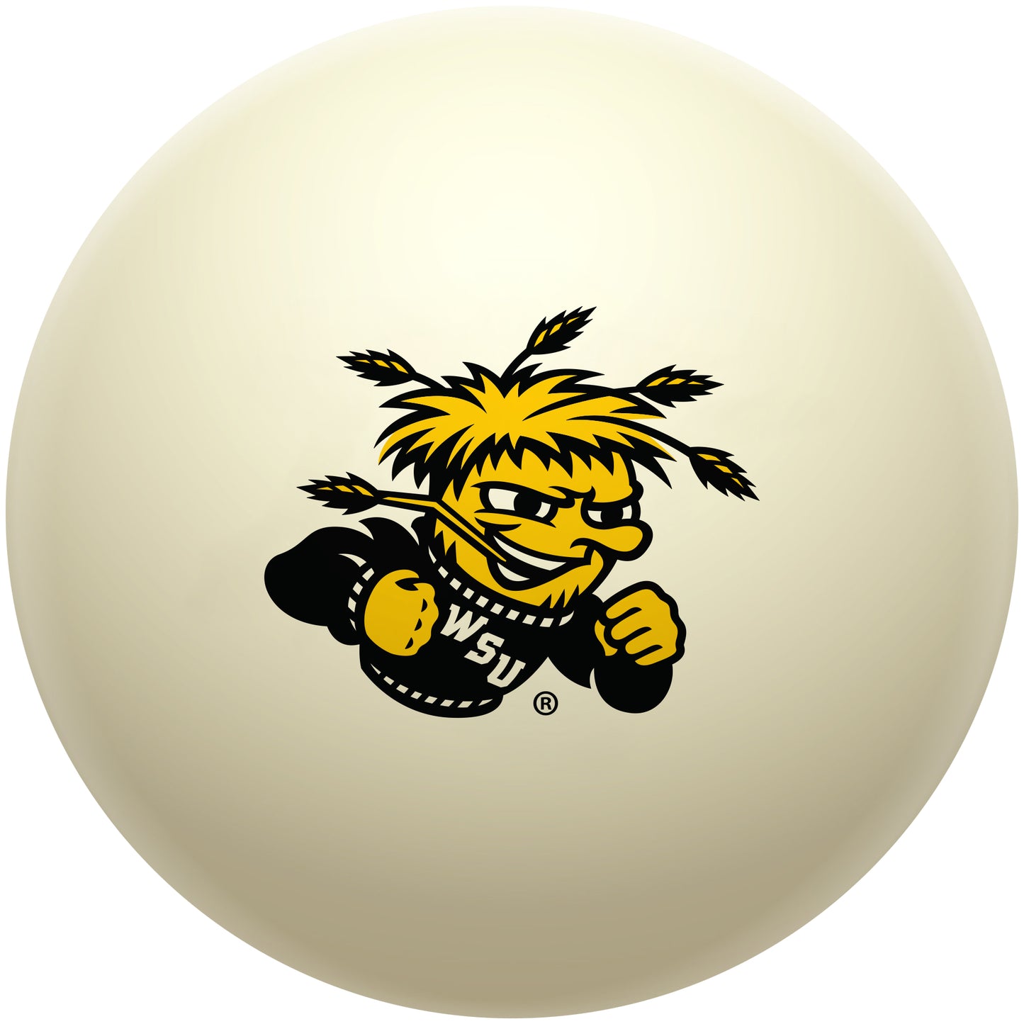 Buy Official Wichita-State-Shockers-Pool-Cue-Ball Regulation Pool Table Cue Ball   Premium College Billiard Replacement Ball Front View
