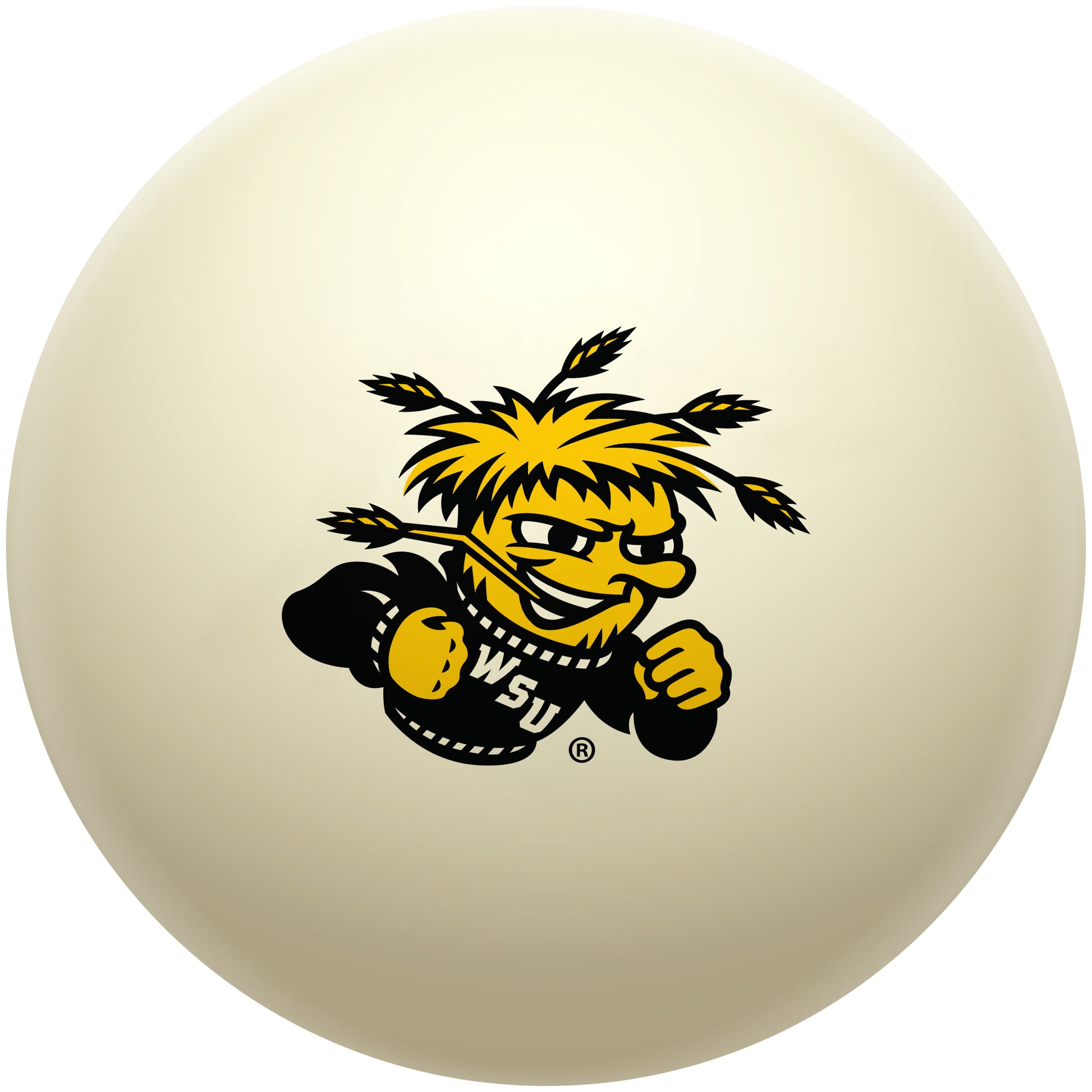 Buy Official Wichita-State-Shockers-Pool-Cue-Ball Regulation Pool Table Cue Ball   Premium College Billiard Replacement Ball Front View