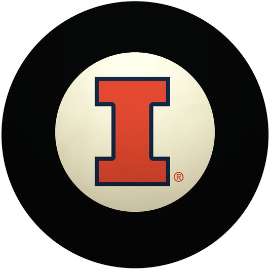 Buy Official Illinois-Fighting-Illini-Pool-8-Ball Regulation Pool Table 8-Ball - Premium College Billiard Replacement Ball Front View