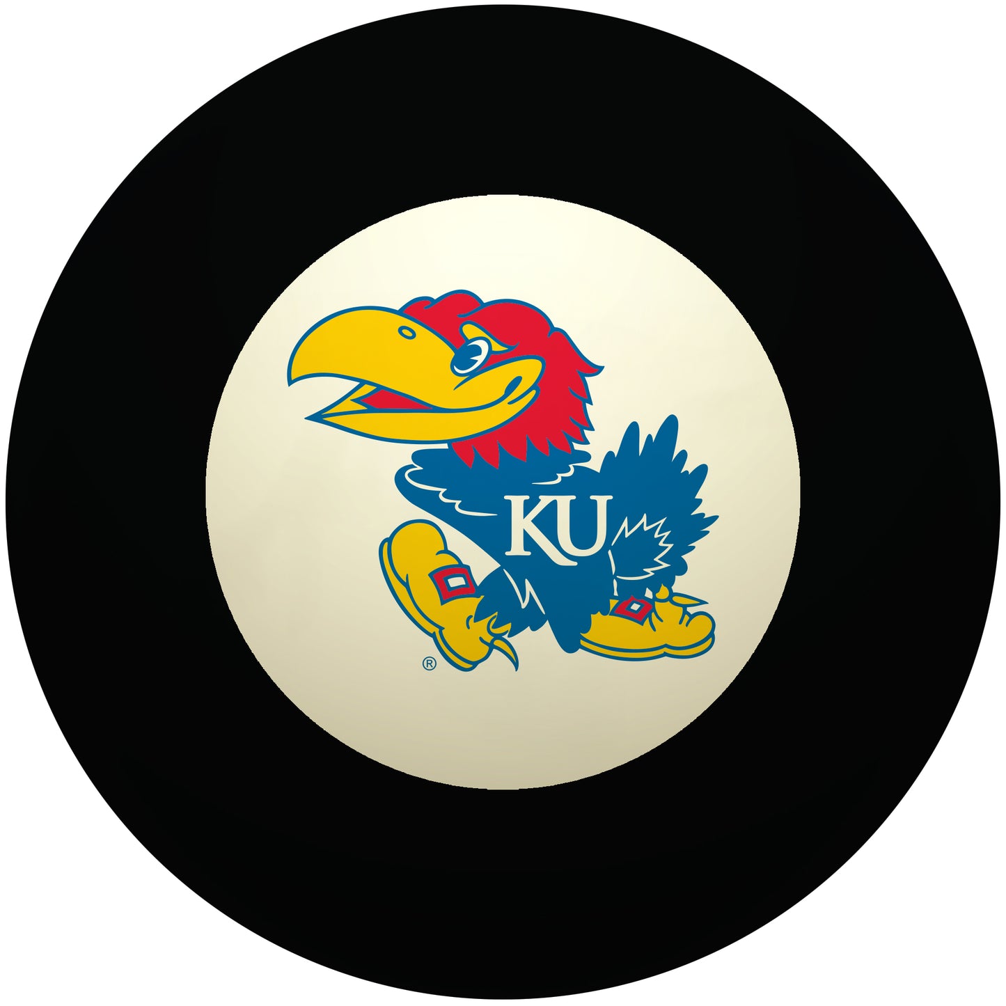 Buy Official Kansas-Jayhawks-Pool-8-Ball Regulation Pool Table 8-Ball - Premium College Billiard Replacement Ball Front View